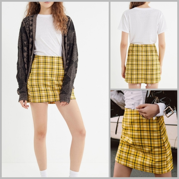 Urban Outfitters Dresses & Skirts - URBAN Outfitters clueless yellow plaid skirt M